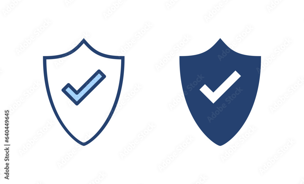 Shield check mark icon vector. Protection approve sign. Insurance icon Shield check mark icon vector. Protection approve sign. Insurance icon