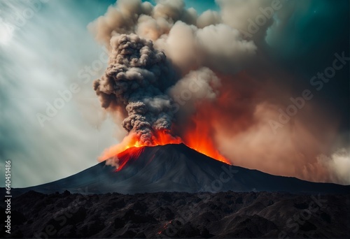 Obraz na płótnie Lava from volcano eruption - concept background, natural disaster, fiery flow