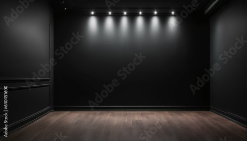 Fotografia Blank wall and copy space in empty elegant dark room at night - negative space
