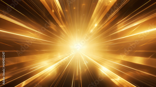 Golden light rays effect with geometric shapes.