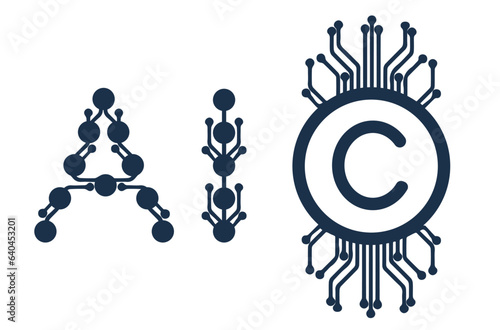 AI artificial intelligence copyright icon - isolated vector illustration