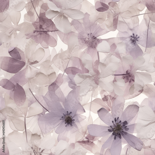 Purple Pressed Flowers Seamless Tiling