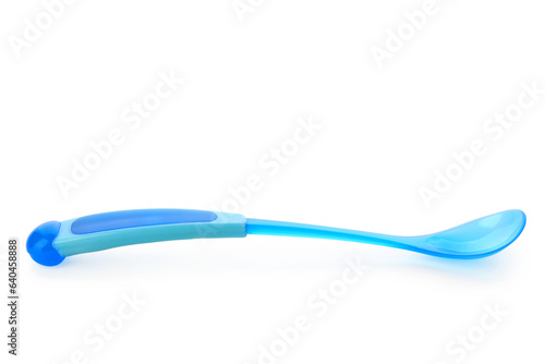 Colorful spoon for baby isolated on white background