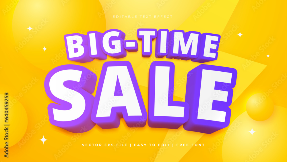 Yellow white and violet big time sale modern typography premium editable text effect