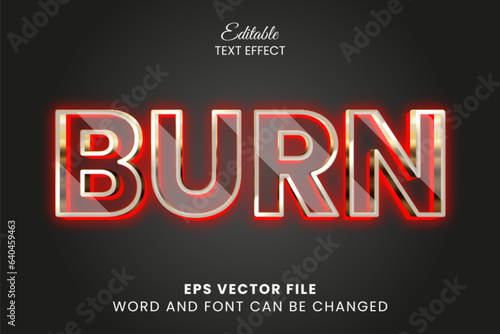 Burn neon glow 3d editable text effect