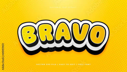 Yellow white and black bravo modern typography premium editable text effect