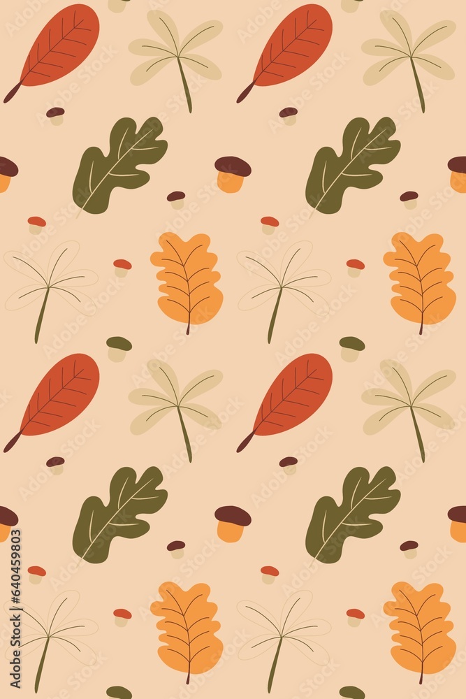 Autumn concept. Leaf fall leaves seamless background. Orange autumn leaves background, fall leaf seamless pattern.