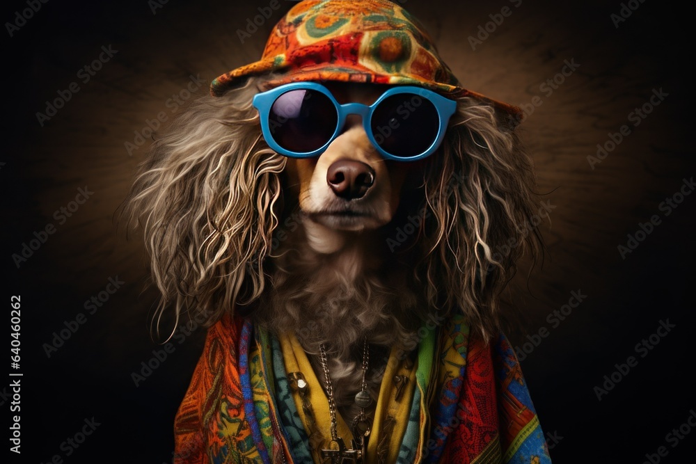 Pup in Hippy Threads: Stylish Canine Expression
