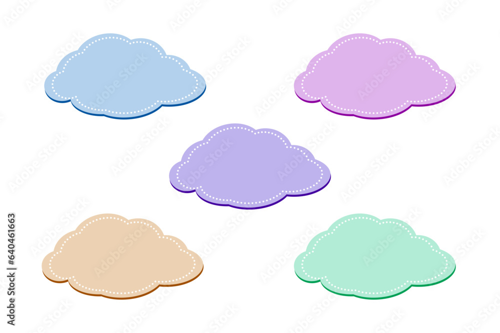 Set of clouds in various colors to add texts – Stickers or cloud background for text Set of clouds in various colors to add texts – Stickers or cloud background for text