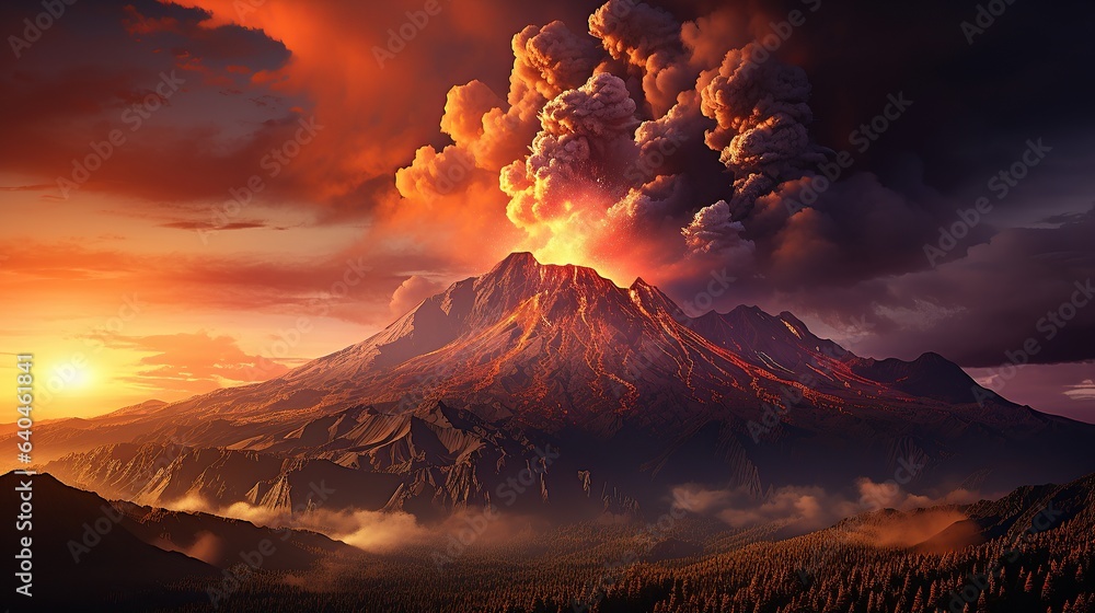 hot clouds from the volcano. The image should be rendered in clay detail, in the style of