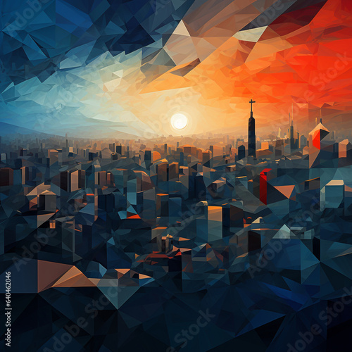 Abstract cities template with polygons #640462046