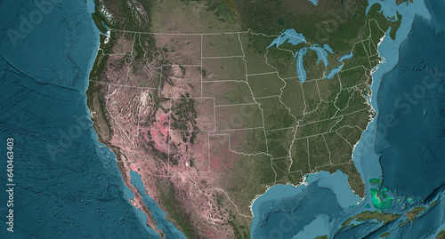 Fototapeta Naklejka Na Ścianę i Meble -  USA United States America HD satellite Image NASA with states outlines