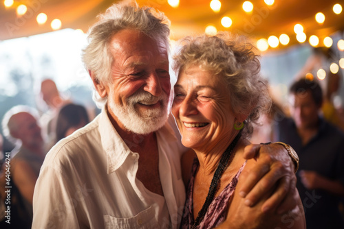 senior couple happy expression in a party enjoying .