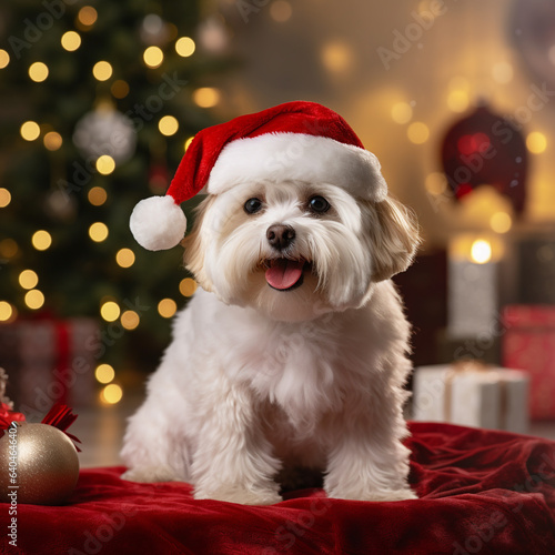 Amigo Fiel Natalino: Cachorrinho da Família com Gorro do Papai Noel - Celebre o Natal com Carinho e Alegria! © marcia47