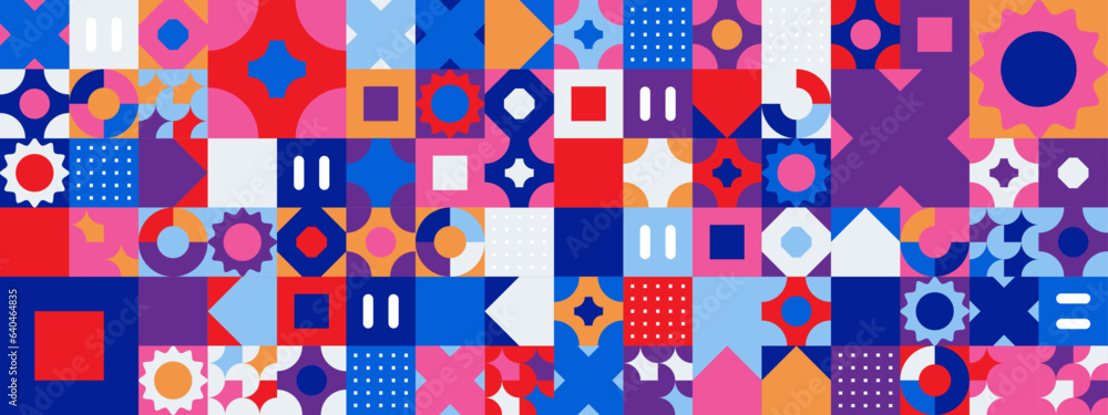 Colorful modern geometric banner with shapes Colorful modern geometric banner with shapes