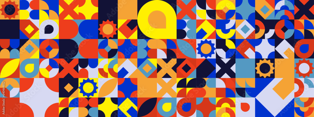 Colorful modern geometric banner with shapes Colorful modern geometric banner with shapes