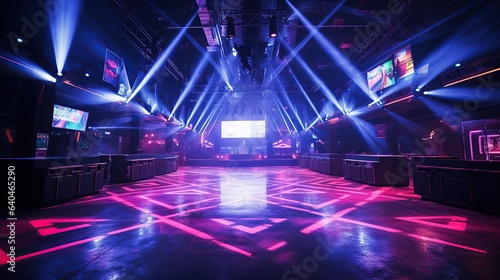 Concert stage with spotlights. show and scene  entertainment disco party.