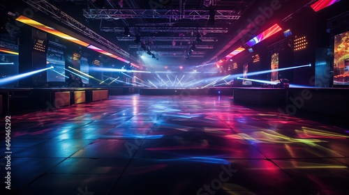 Concert stage with spotlights. show and scene, entertainment disco party.