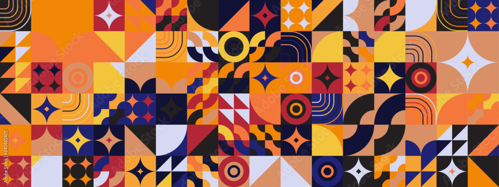 Colorful modern geometric banner with shapes