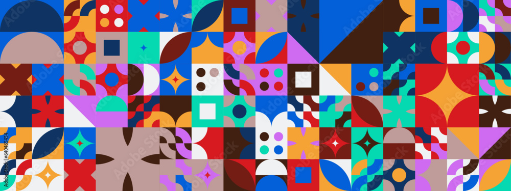 Colorful modern geometric banner with shapes Colorful modern geometric banner with shapes