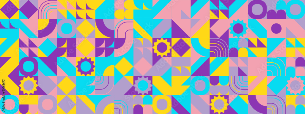 Colorful modern geometric banner with shapes Colorful modern geometric banner with shapes