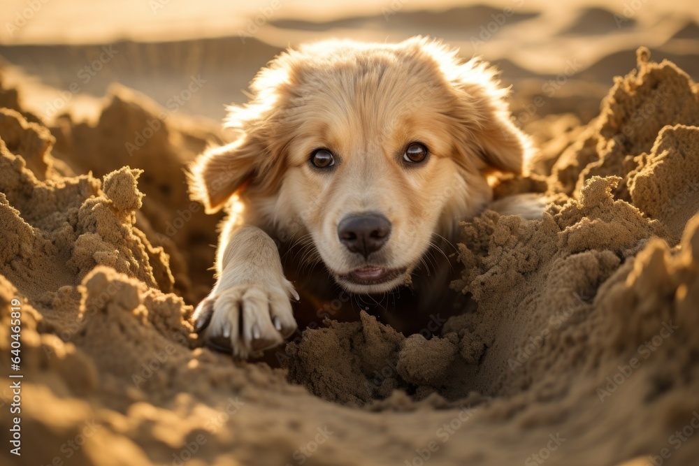 Playful Pooch: Excavating Fun Times in the Beach Sand
