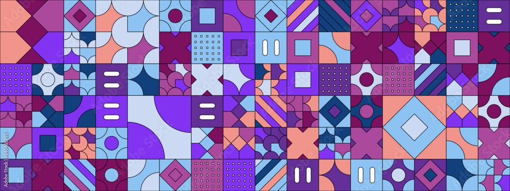 Colorful modern geometric banner with shapes