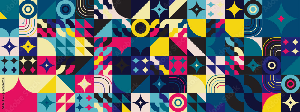 Colorful modern geometric banner with shapes Colorful modern geometric banner with shapes