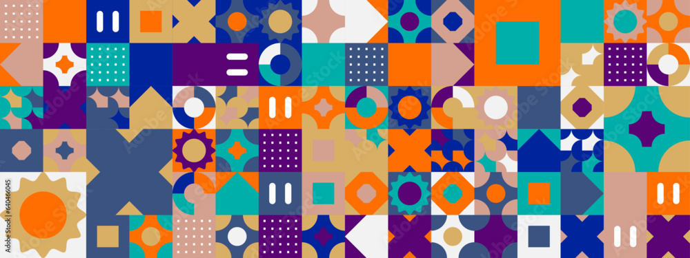Colorful modern geometric banner with shapes Colorful modern geometric banner with shapes