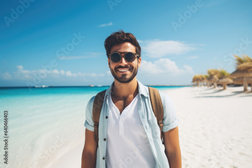 Fototapeta Naklejka Na Ścianę i Meble -  happy expression summer holidays and beach concept