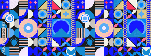 vector flat geometric mosaic pattern design