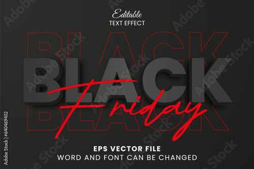 Black friday sale 3d editable vector text effect photo
