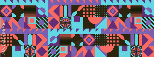 vector flat mosaic background with geometric shapes