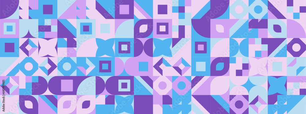 Purple and blue modern geometric banner with shapes Purple and blue modern geometric banner with shapes
