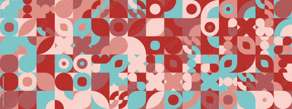 Blue pink and red modern geometric banner with shapes Blue pink and red modern geometric banner with shapes