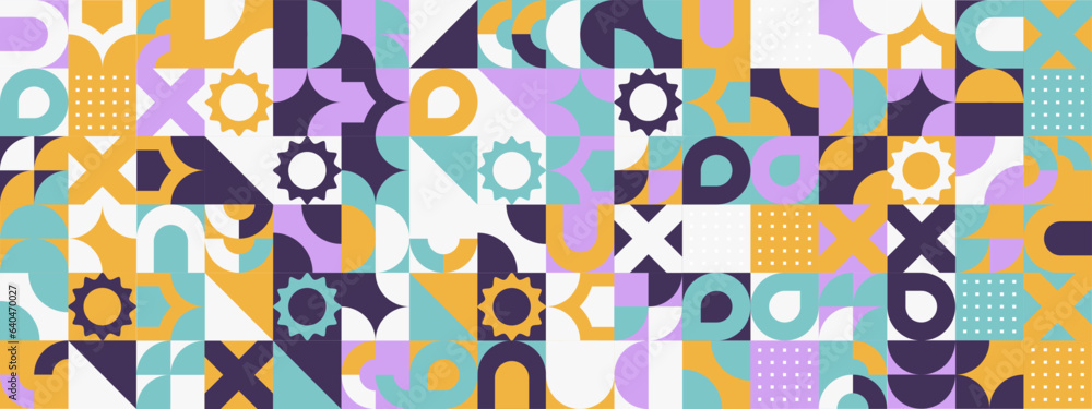 Colorful modern geometric banner with shapes Colorful modern geometric banner with shapes
