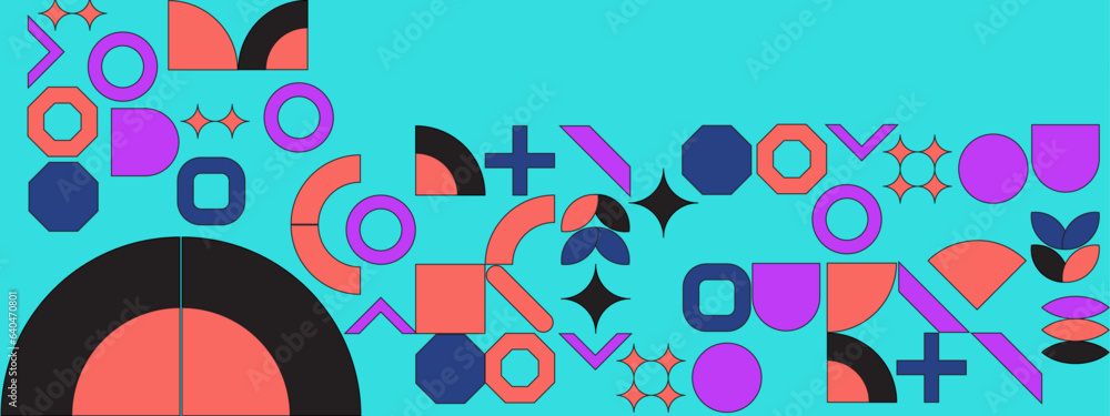 Obraz premium vector flat colorful mosaic horizontal banner template