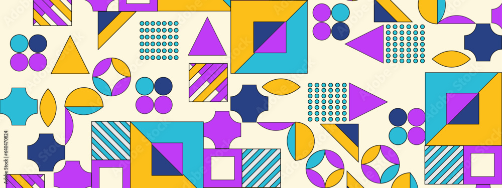 Geometrical colorful artwork with simple shape and figure