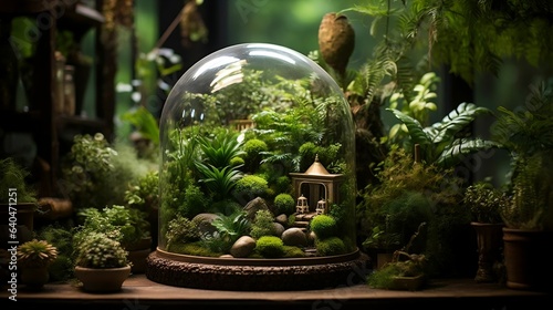 Whimsical terrarium capturing a tiny world of greenery
