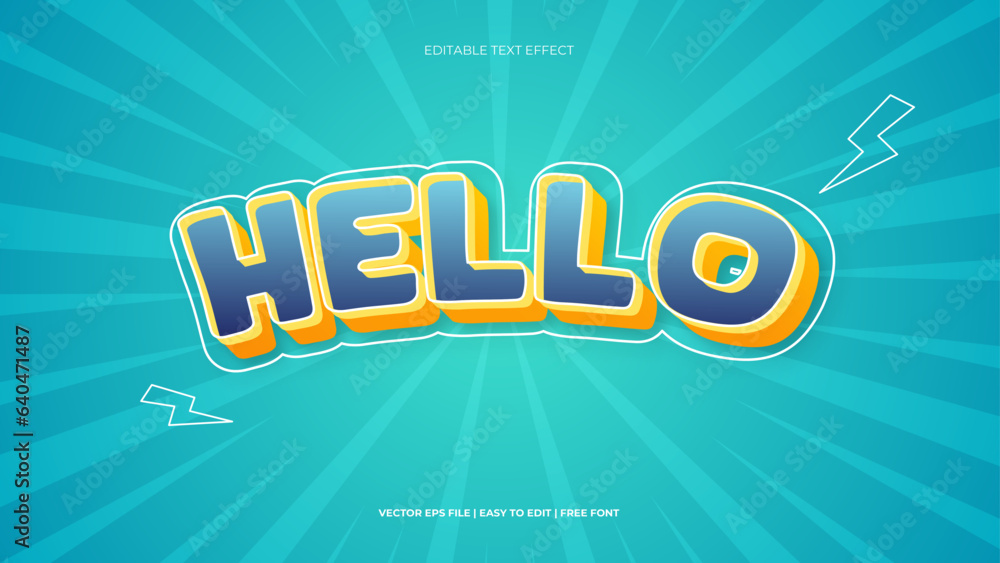 Hello Editable Retro Vintage Text Effect. Lettering graphic style