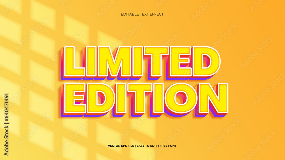 Modern limited edition text effect template with 3d bold type style and retro concept use for brand label and logotype