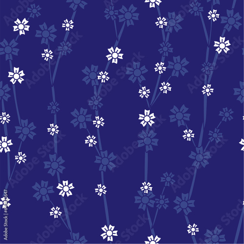 Blue flowers pattern. Can be printed on any material: fabric, merch, package.