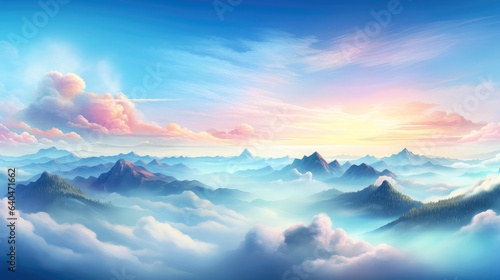 Aerial view White clouds in blue sky. Top. View from drone. Aerial bird s eye. Aerial top view cloudscape. Sky background