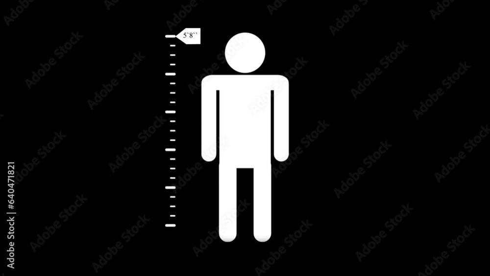 Measuring height body icon, height test concept animation background, k1_658 Measuring height body icon, height test concept animation background, k1_658