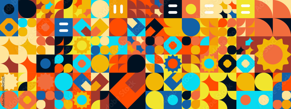 Colorful modern geometric banner with shapes Colorful modern geometric banner with shapes