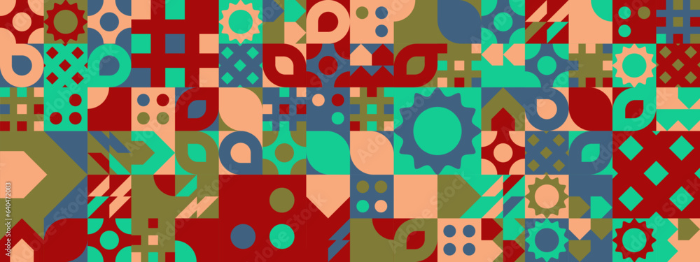 Colorful modern geometric banner with shapes Colorful modern geometric banner with shapes