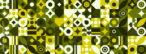 Yellow green and white modern geometric banner with shapes