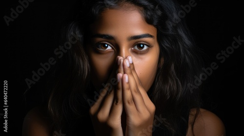 Hich contrast low key close up of a Pretty 18 years old girl - stockphoto concepts