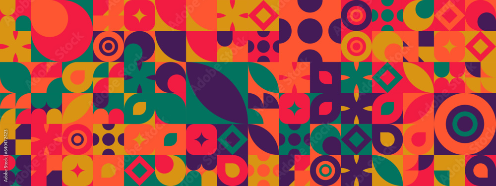 Colorful modern geometric banner with shapes Colorful modern geometric banner with shapes