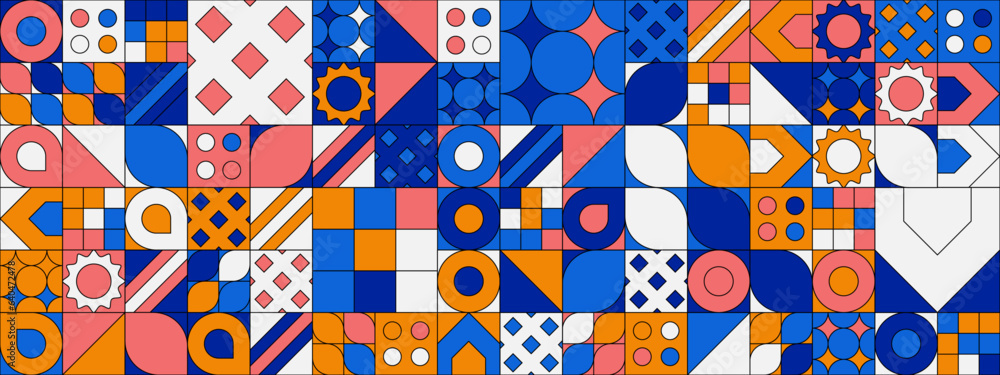 Colorful modern geometric banner with shapes Colorful modern geometric banner with shapes